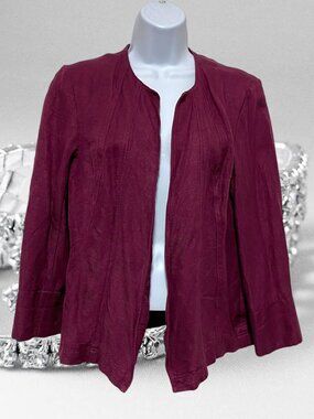 Coldwater Creek-Women's Medium Burgundy Light Jacket Open No Closure